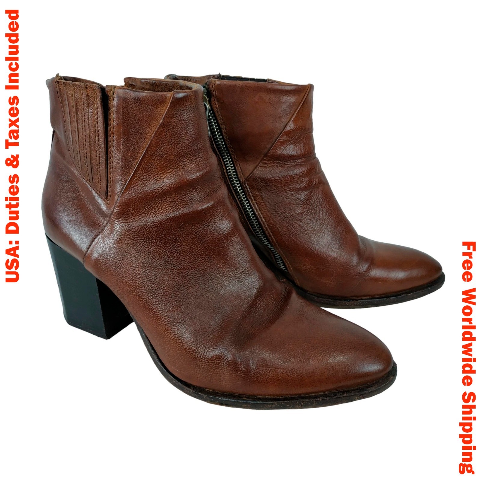 A.S.98 AirStep Womens Brown Leather Zip Heel Ankle Shoes Size EU 41