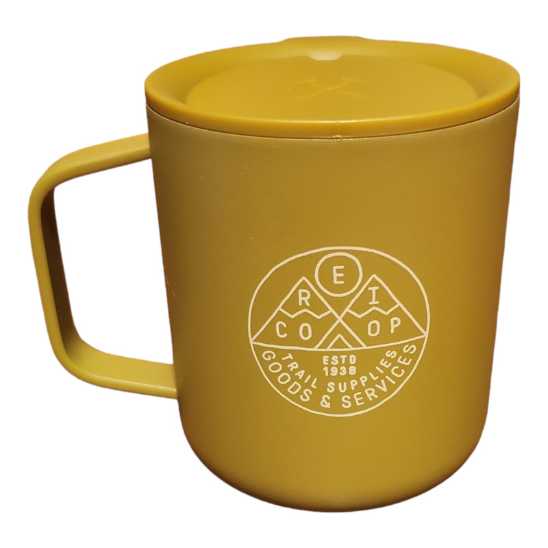 REI Co-op Trail Supplies 12oz Camp Mug Badge/Golden Olive Stainless Steel