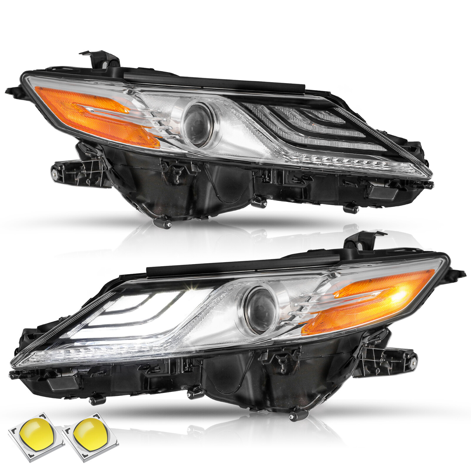Driver & Passenger Side For 2018-2020 Toyota Camry XLE XSE Headlight W/LED DRL