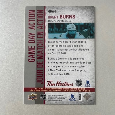 2017 Upper Deck Tim Hortons #GDA-9 Brent Burns Game Day Action