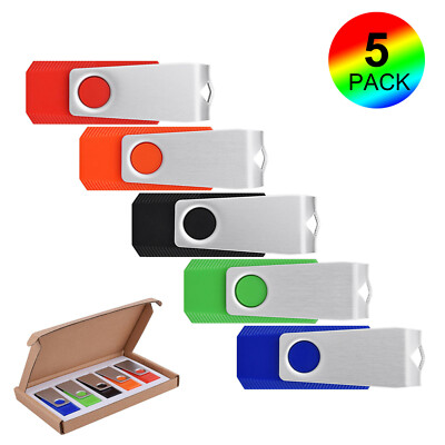 5Pack 32GB Swivel USB 2.0 Flash Drive Memory Sticks Thumb Pen Drive Storage