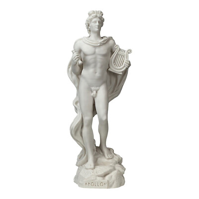 Apollo Greek Roman God of Music Nude Male Cast Marble Statue Sculpture 49 cm