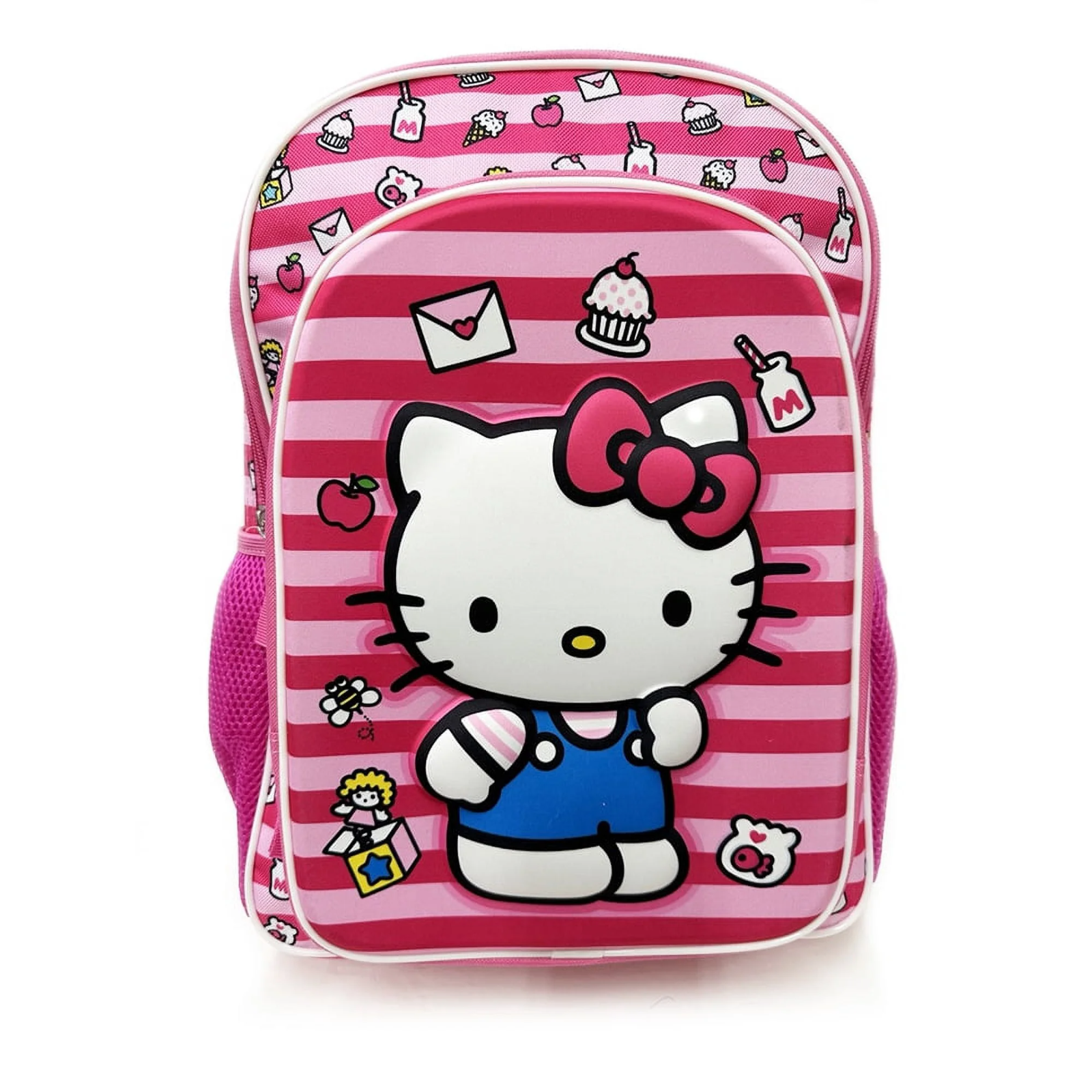 New Sanrio Hello Kitty Pink 3D Striped Girls School Backpack