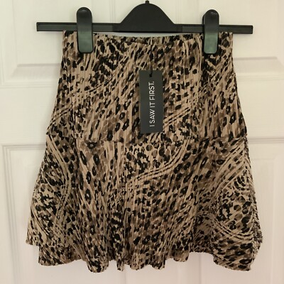 BNWT I SAW IT FIRST LEOPARD PRINT ELASTICATED WAIST SKIRT - UK 8