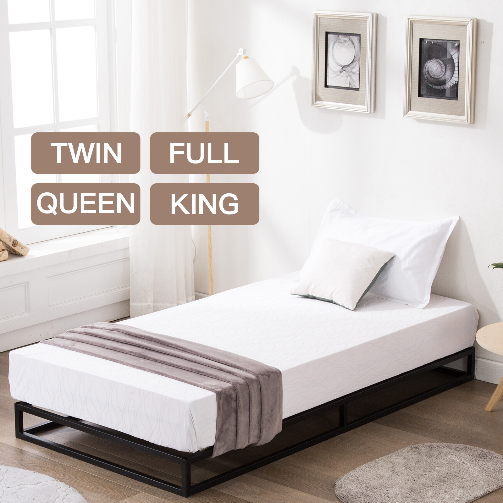 Details about Twin/Full/Queen/King Metal Bed Frame Platform w/ Wood Slats Mattress Foundation Details about Twin/Full/Queen/King Metal Bed Frame Platform w/ Wood Slats Mattress Foundation