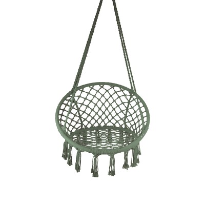Macrame Outdoor Hammock Chair, Cotton Blend Olive Green, Size: 47  L x 24 W