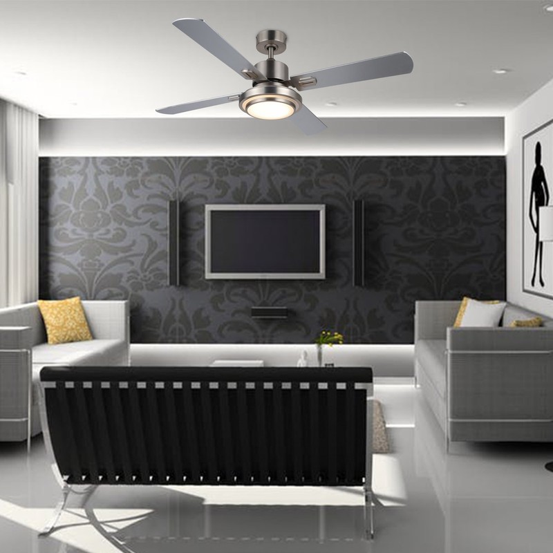 Details About Low Profile Ceiling Fan Brushed Nickel Finish W 15w Led Remote Ul Listed