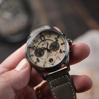 Pre-owned Avi-8 Lock Chronograph Stainless Steel 42mm Wristwatch Av-4089-06