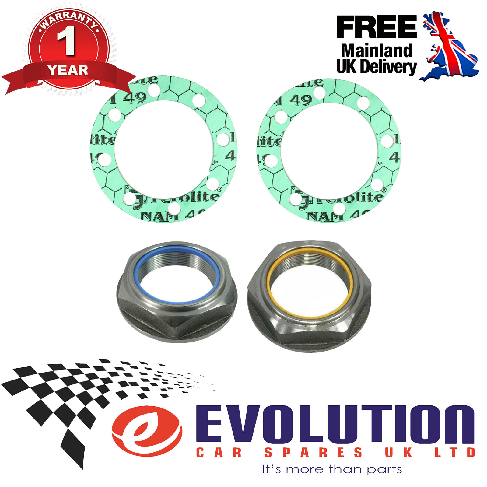 REAR AXLE HALF SHAFT GASKET LEFT RIGHT NUTS FITS FORD TRANSIT MK7