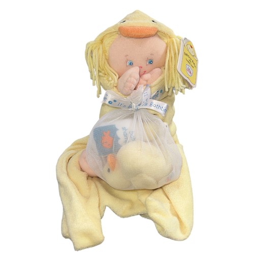 Baby Gund Bathtime Baby Doll Duck Hooded Towel Toys Blonde L