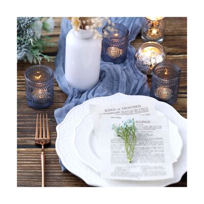 DEVI 24pcs Navy Blue Votive Candle Holders, Glass Tea Lights Candle Holder,Na...