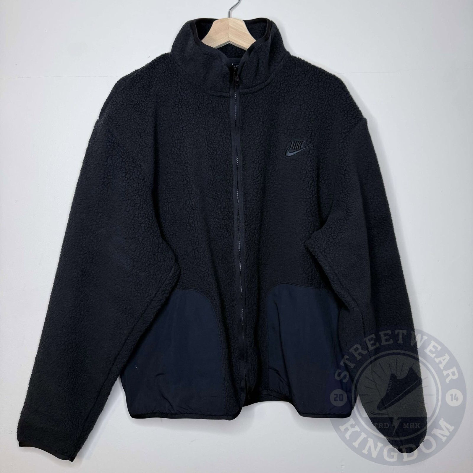 Nike Sherpa Fleece Jacket Mens Winterized Club Winter Cold Black