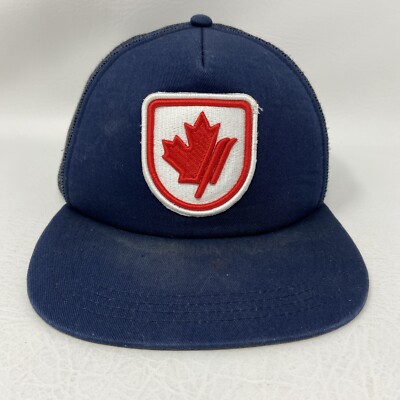 Helly Hansen Flat Brim Mesh Back Trucker Hat Canadian Maple Leaf Patch
