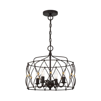 Zucca 4 Light English Bronze & Antique Gold Lantern -  16.5''W x 14.5''H