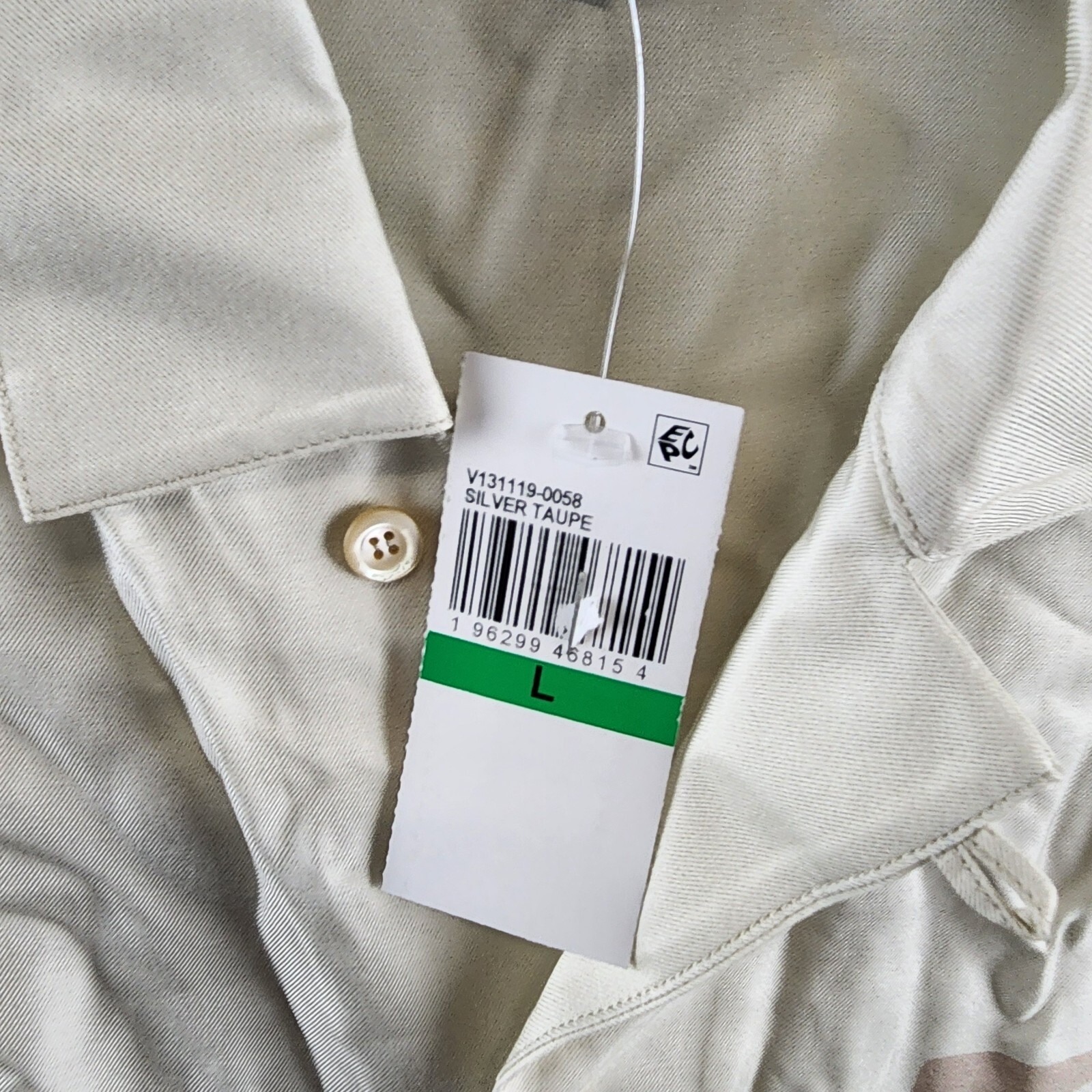 VAYDER Montague Regular Fit Silk Blend Cuban Shirt Men's L Silver Taupe Printed - Picture 7 of 15