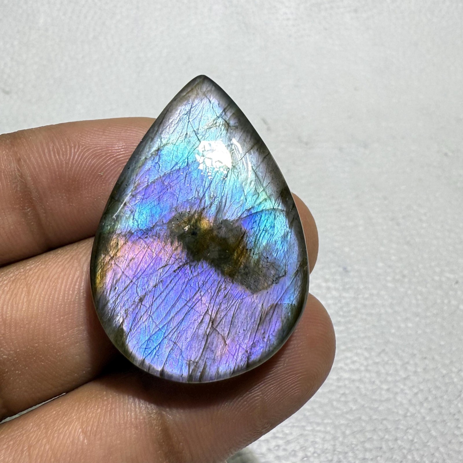 Natural Purple Labradorite Pear Cabochon, 63.3 Cts, Loose Gemstone for Jewelry