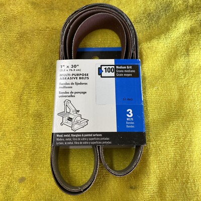 DELTA 31-063 1'' X 30'' ABRASIVE 100 GRIT MEDIUM SANDING BELTS QTY 3
