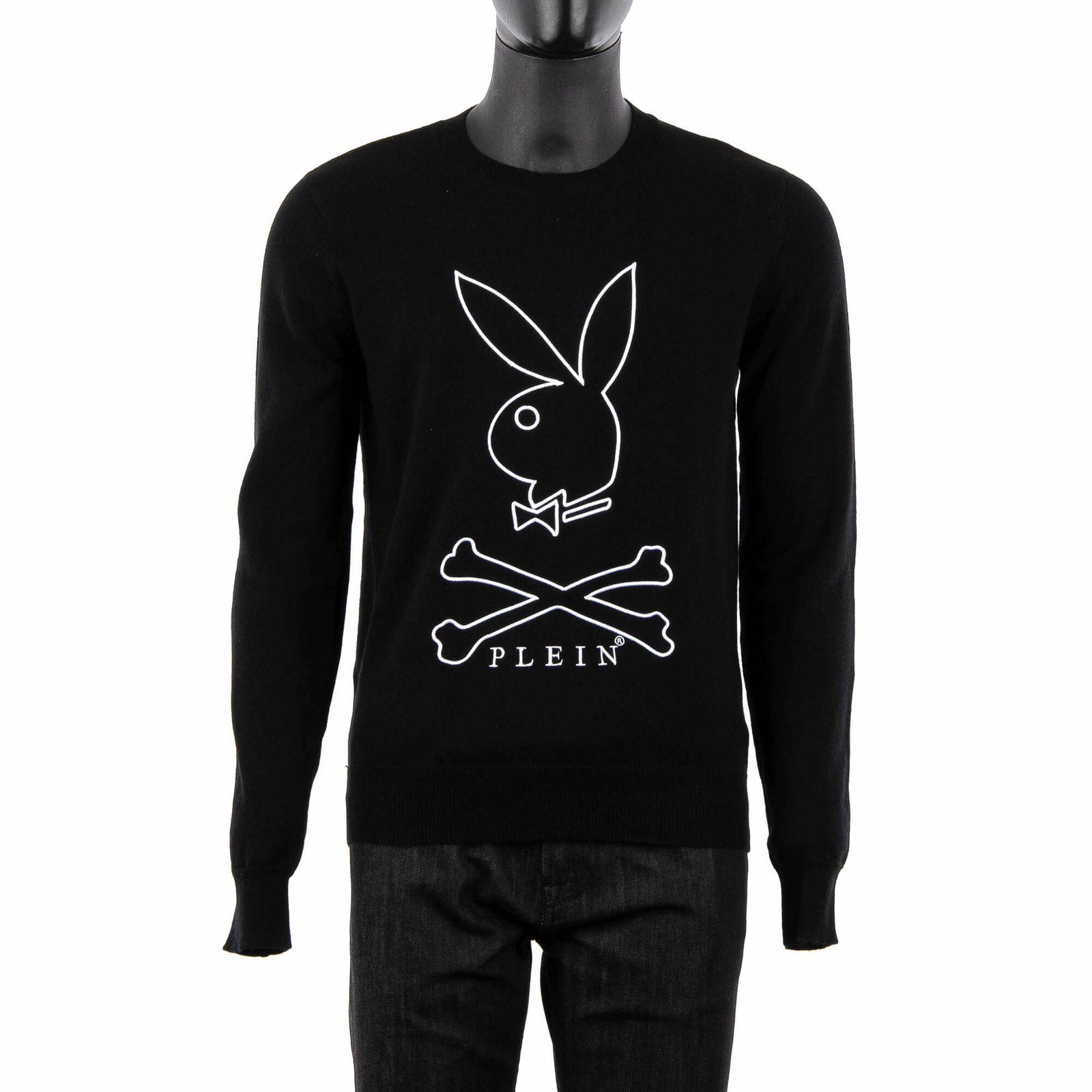 

PHILIPP PLEIN x PLAYBOY Кашемировый свитер с логотипом кролика, черный, белый 08393