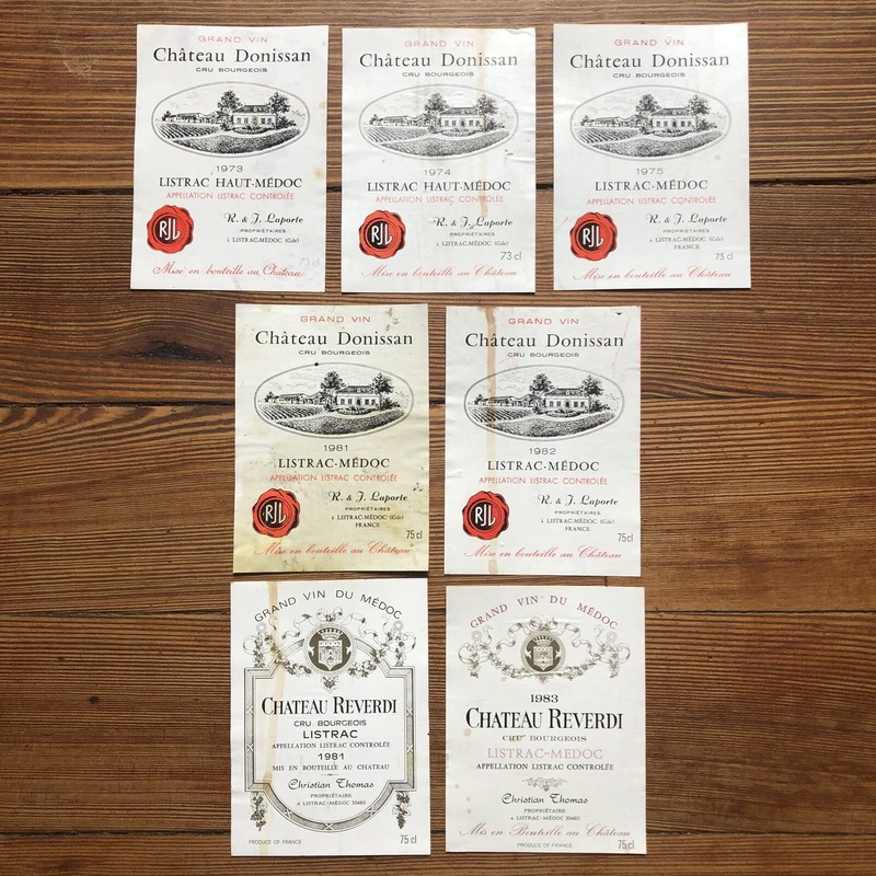 Lot 7 Etiquettes Vins Appellation Listrac MÃ©Doc AnnÃ©Es 70 Et 80 Donissan Reverdi