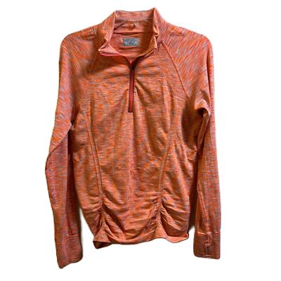 Athleta Fast Track 1/4 Zip Spacedye Orange Pullover Long Slv Top XL