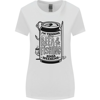 Im Thinking Beer & Fishing Weekend Funny Womens Wider Cut T-Shirt