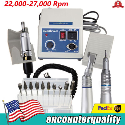 Dental Lab Marathon Micromotor Straight Handpiece/Contra Angle Polisher +10Burs