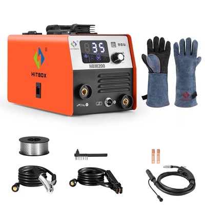 HITBOX 200Amp Mini MIG Welder 110V 2 in 1 Gasless Flux Core MMA Welding Machine