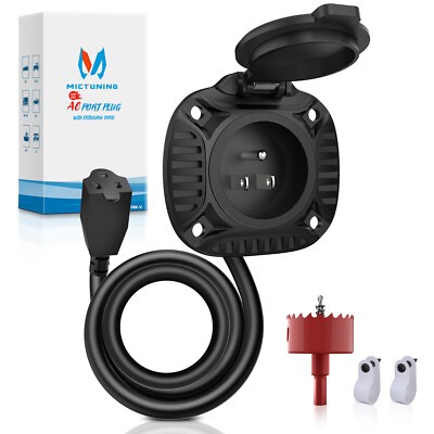 20 inch 15 Amp AC Power Inlet Port Plug Integrated Cord For Boat Trucks
