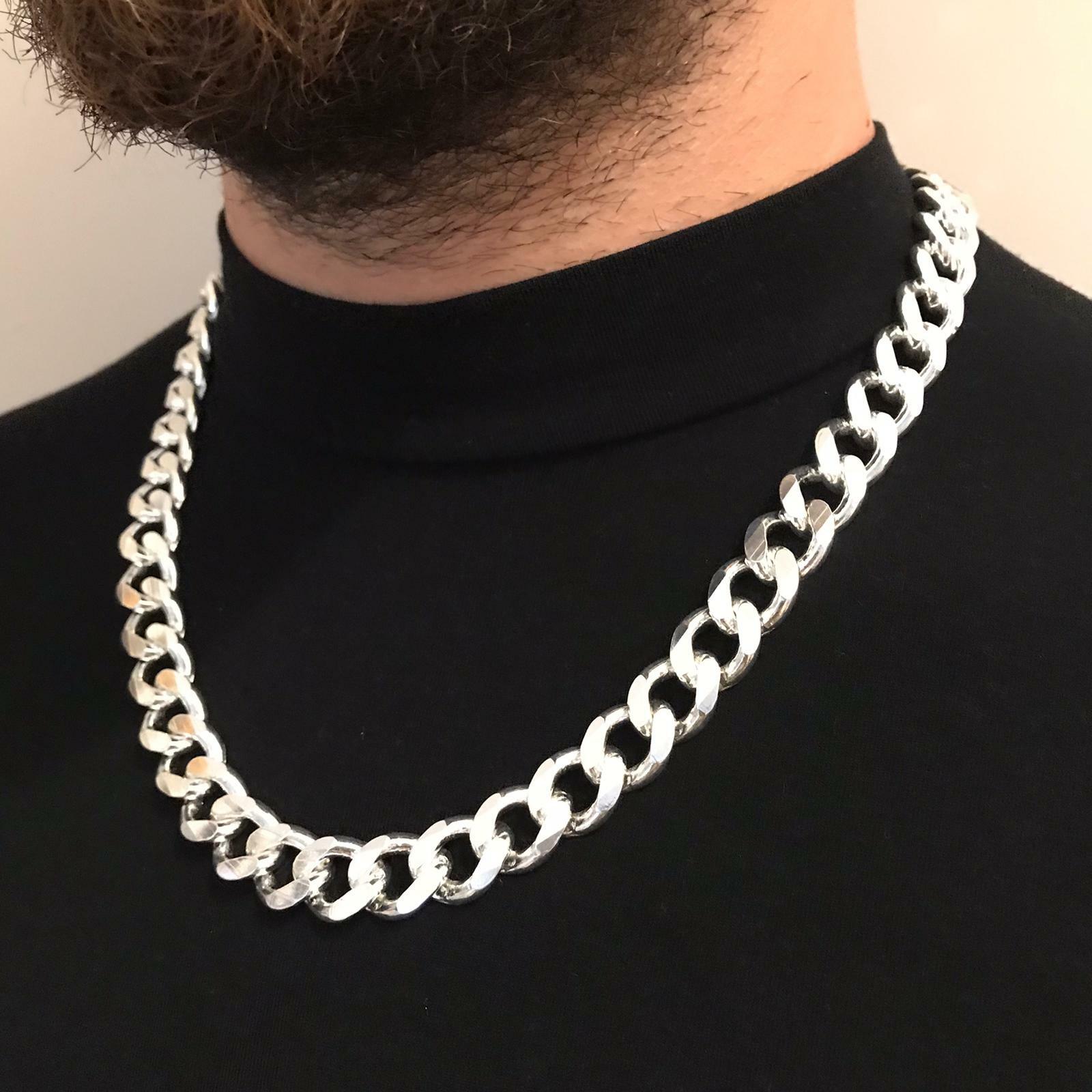 Pre-owned Handmade 925 Sterling Silver Mens Cuban Tight Curb Chain Necklace 13.5mm 162gr 24inch