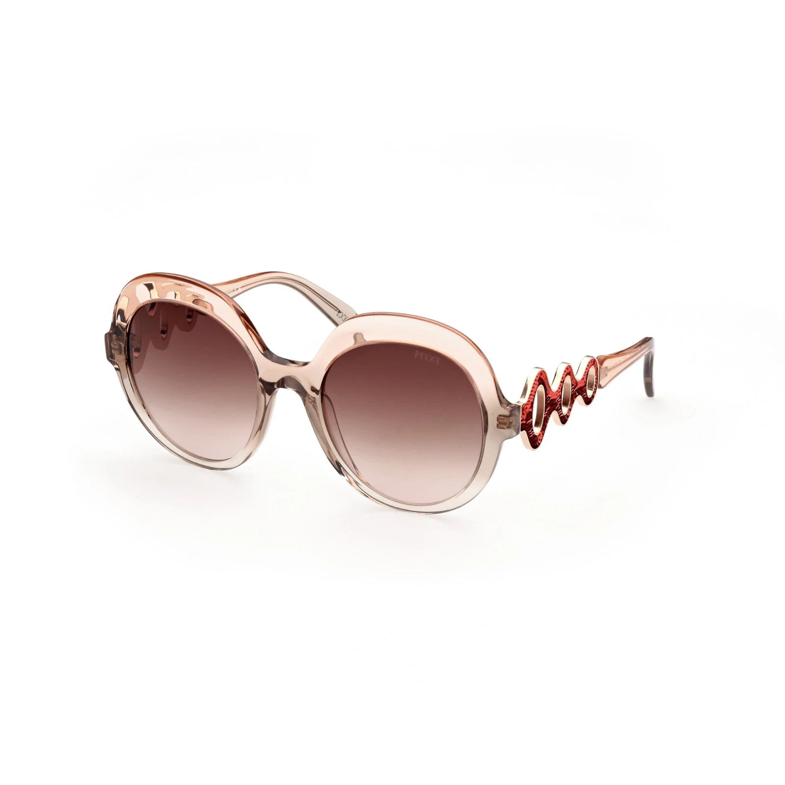 Emilio Pucci EP174 44F Brown Crystal Round Over Size