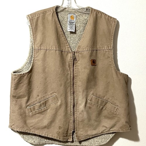 【USA-vintage】carhartt duck bore-vest 80s 80's Carhartt Duck Vest Zip Up Beige Size XXL Used | eBay