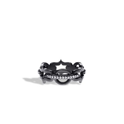 Alp Sagnak Ring (25 K Silver N+N=E Ladies Silver Band Diamonds