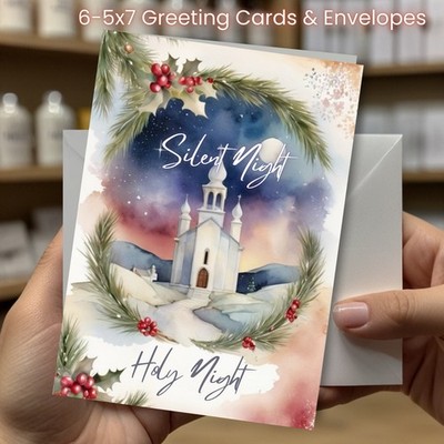 Christmas Greeting Cards w/ Envelope - Set of 6 -5x7 Cards & E...