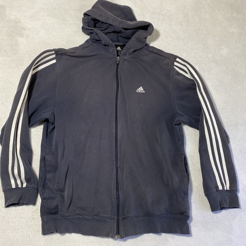 Vintage Y2K Adidas Hoodie Mens Large Black Track Jacket