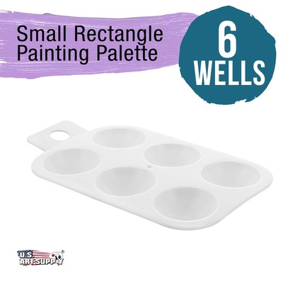 6-Well Plastic Rectangular Artist Painting Palette, Paint Mix Tray, Art Student