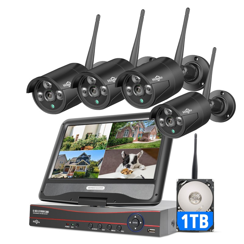Hiseeu 5MP Wireless Wifi Security Camera System 10CH NVR 10''LCD