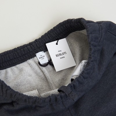 Pre-owned Berluti 1110$ Bestickte Scritto Jogginghose - Dunkelgrau, Fleece Baumwolle In Grau