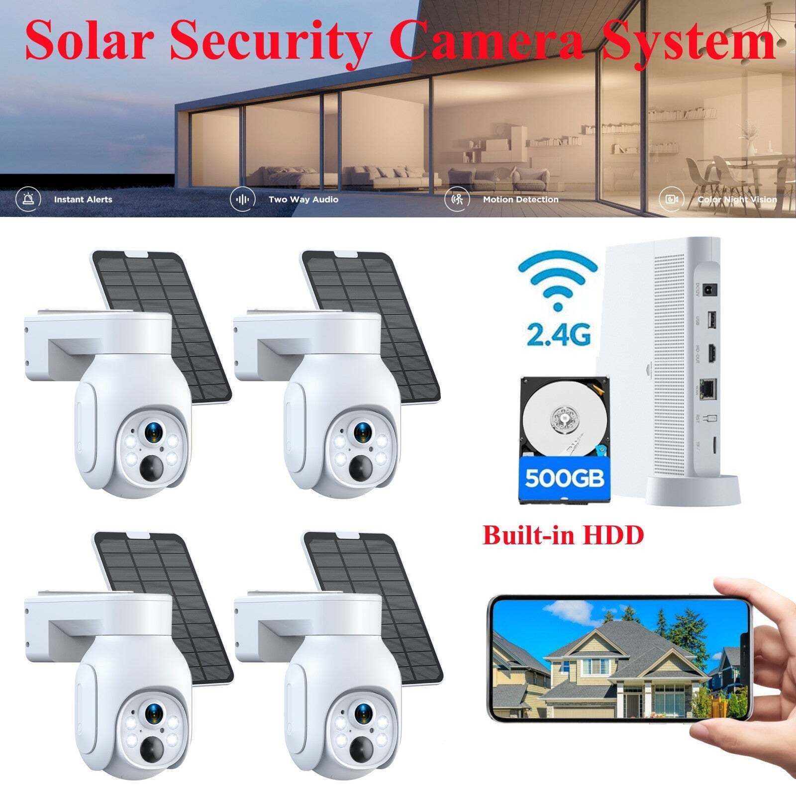 4MP Wireless Security Camera System CCTV 2K Solar Battery PT