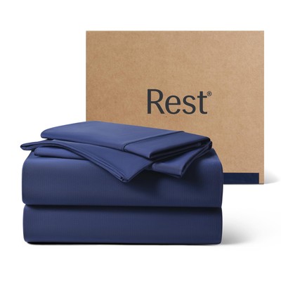 REST  Evercool + Starter Sheet Set, Queen, Blue, Breathable Bed Sheets for Ho...