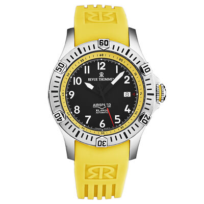 Pre-owned Revue Thommen Men's 'air Speed' Black Dial Yellow Strap Automatic 16070.4738