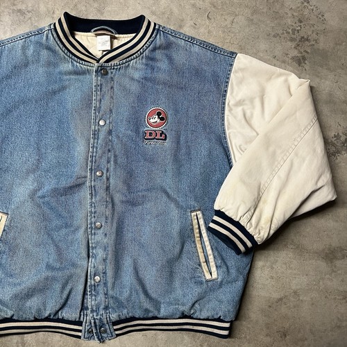 Vintage Y2K Disneyland Mickey Mouse Denim Varsity Jacket XXL