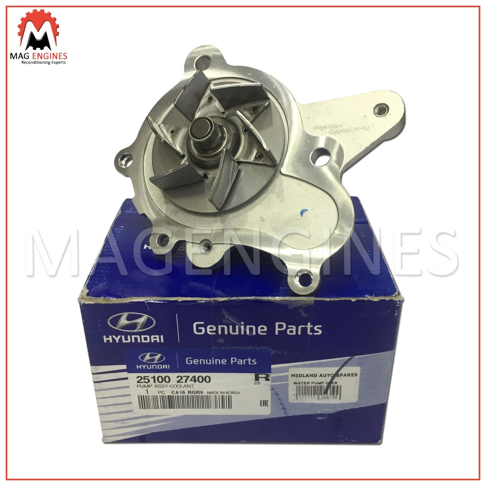 Rio OEM 25100-2X200 Water Pump Coolant Ups/Ems Ship# *1.6L* for
