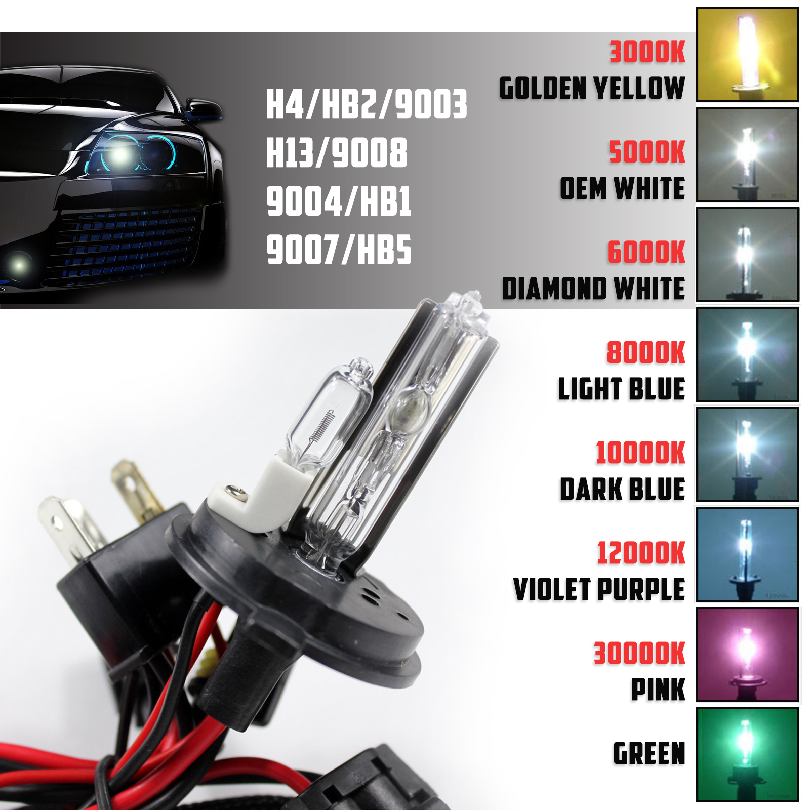 Two Xentec Hid Kit 's Replacement Xenon Light Bulb Dual Beam Hi & Lo H4