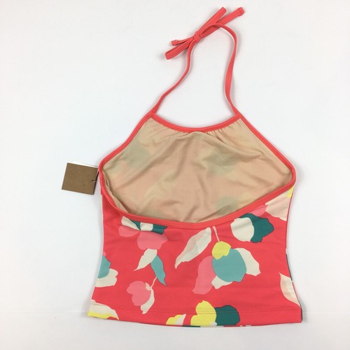 Tea Collection Halter Tie Passionfruit Ruffle Tankini Swim Top Guava Coral Sz 10