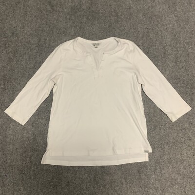 Orvis Ladies' White 3/4 Sleeve Split Neck Pima Cotton Top Small