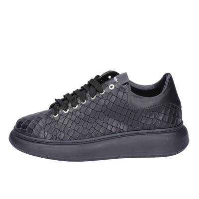 Pre-owned Baldinini Herren Schuhe  45 Eu Sneakers Schwarz Leder Bf332-45