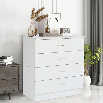 Bedroom Storage Dresser 4 Drawers with Cabinet Wood Furniture Bedroom Chest