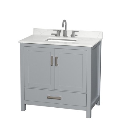 Wyndham Collection WCS141436S-QTZ-US3MXX Sheffield 36'' - Gray / Giotto Quartz
