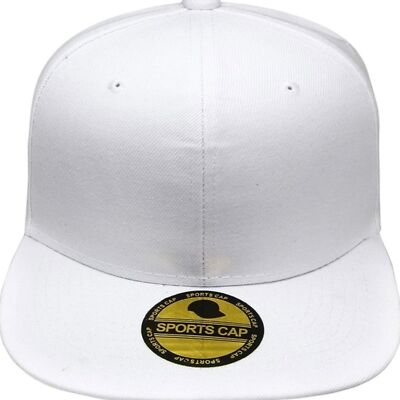Plain Blank Flat Brim Adjustable Snapback Baseball Cap white