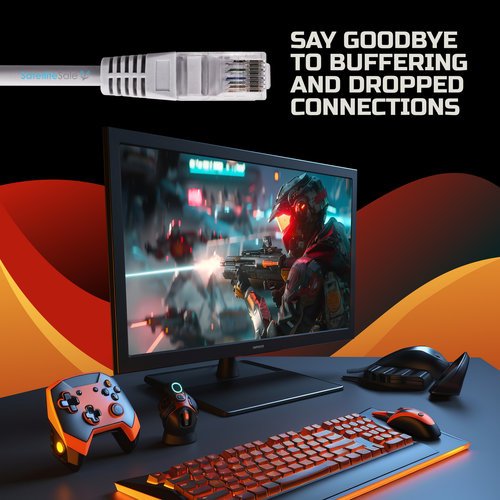 SatelliteSale RJ45 Cat-5e Ethernet Network Internet Cable Gray Cord